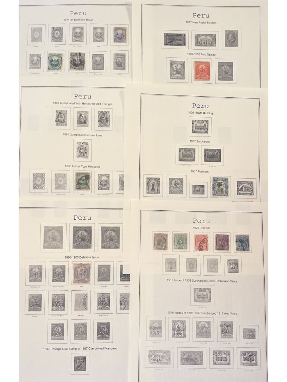 174 Peru Stamps 1874-1980 Vintage Collection Airmail Overprints Postal Tax